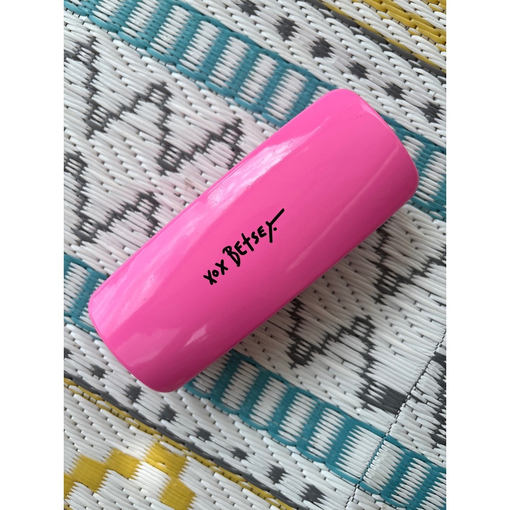 Betsey Johnson Hot Pink Hard Shell Sunglasses Case Polka Dot Interior